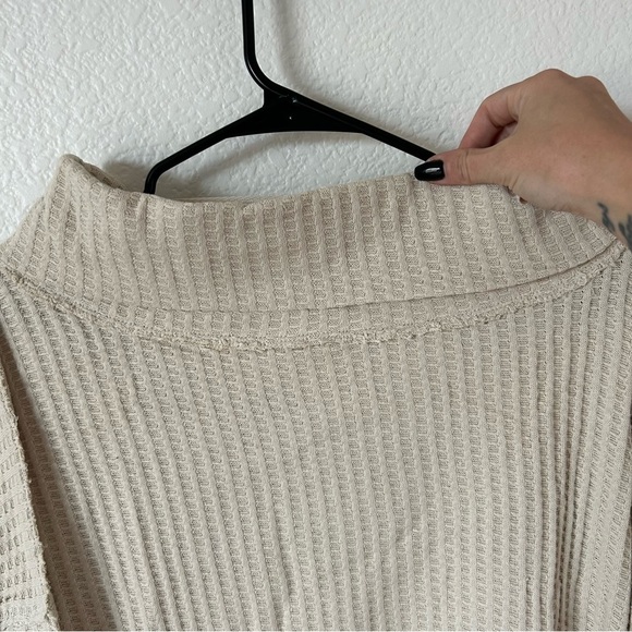 Free People Juicy Long Sleeve Oversized Waffle Knit Sweater in Stone Cold Beige - Picture 11 of 16